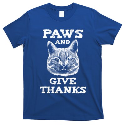 Funny Thanksgiving Cat Paws And Give Thanks Gift T-Shirt