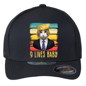 Funny Trump Cat 9 Lives Baby Flexfit Unipanel Trucker Cap