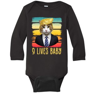 Funny Trump Cat 9 Lives Baby Baby Long Sleeve Bodysuit