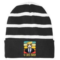 Funny Trump Cat 9 Lives Baby Striped Beanie with Solid Band