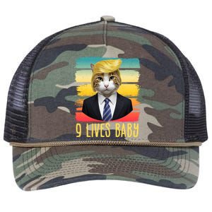 Funny Trump Cat 9 Lives Baby Retro Rope Trucker Hat Cap