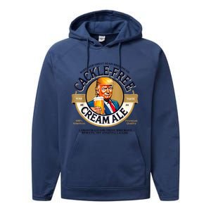 Funny Trump Cackle Free Cream Ale Beer Pun For Trump Support Performance Fleece Hoodie