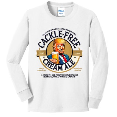 Funny Trump Cackle Free Cream Ale Beer Pun For Trump Support Kids Long Sleeve Shirt