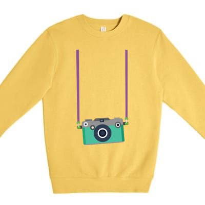 Fake Tourist Camera Graphic Holiday Vacation Photographer Premium Crewneck Sweatshirt