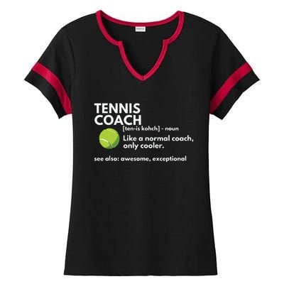 Funny Tennis Coach Definition Coaching Gift Ladies Halftime Notch Neck Tee