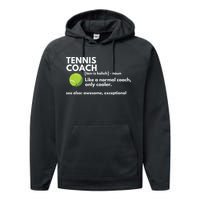 Funny Tennis Coach Definition Coaching Gift Performance Fleece Hoodie