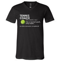 Funny Tennis Coach Definition Coaching Gift V-Neck T-Shirt