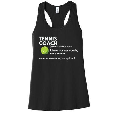 Funny Tennis Coach Definition Coaching Gift Women's Racerback Tank