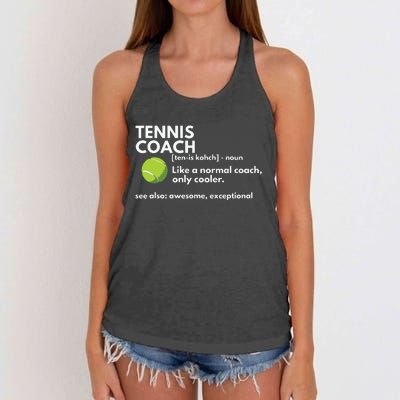 Funny Tennis Coach Definition Coaching Gift Women's Knotted Racerback Tank