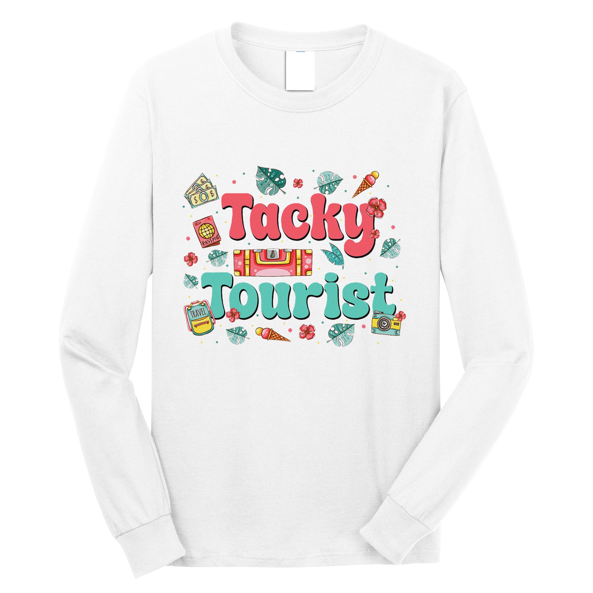 Funny Tourist Costume Tie Dye Tacky Traveler Tacky Tourist Long Sleeve Shirt
