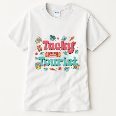 Funny Tourist Costume Tie Dye Tacky Traveler Tacky Tourist Tall T-Shirt
