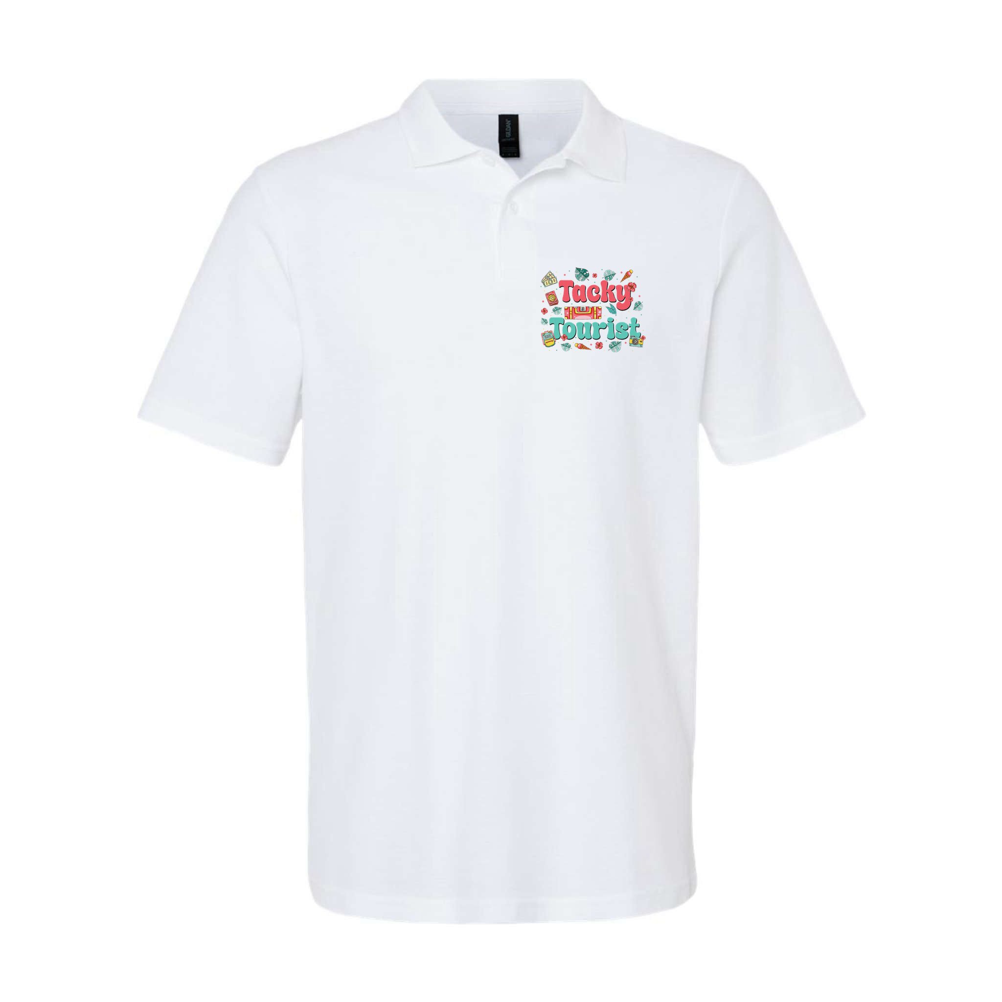 Funny Tourist Costume Tie Dye Tacky Traveler Tacky Tourist Polo