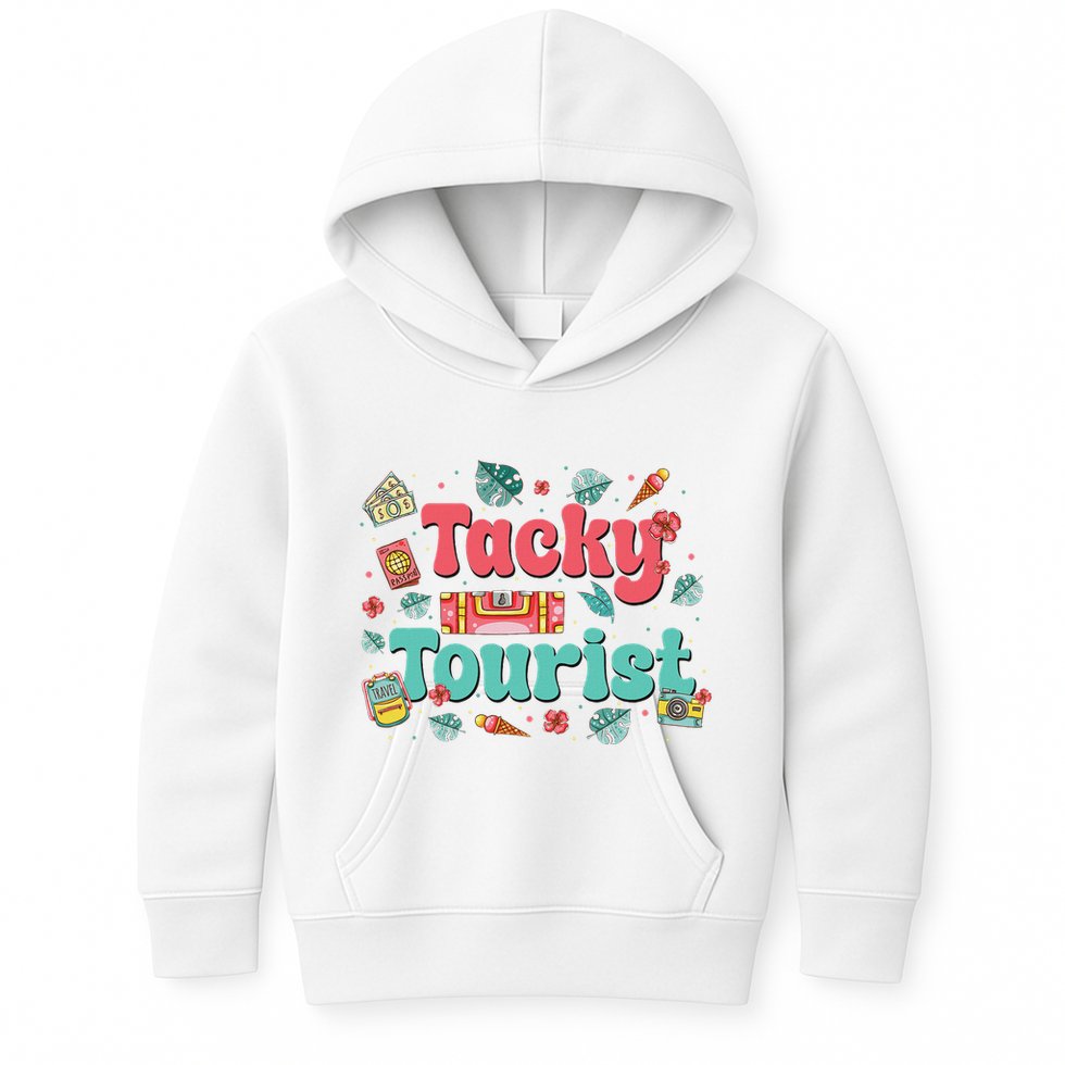 Funny Tourist Costume Tie Dye Tacky Traveler Tacky Tourist Kids Hoodie