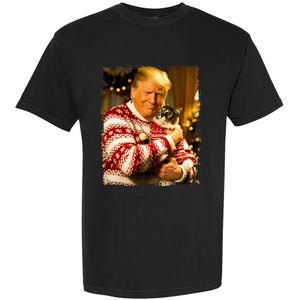 Funny Trump Christmas Sweater For Cat Lovers Xmas Pajamas Garment-Dyed Heavyweight T-Shirt