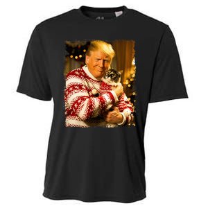 Funny Trump Christmas Sweater For Cat Lovers Xmas Pajamas Cooling Performance Crew T-Shirt