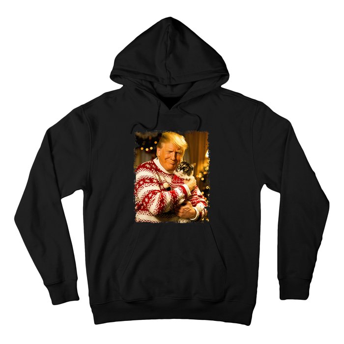 Funny Trump Christmas Sweater For Cat Lovers Xmas Pajamas Hoodie