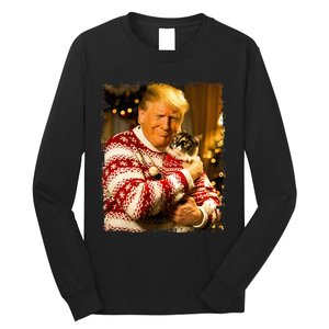 Funny Trump Christmas Sweater For Cat Lovers Xmas Pajamas Long Sleeve Shirt