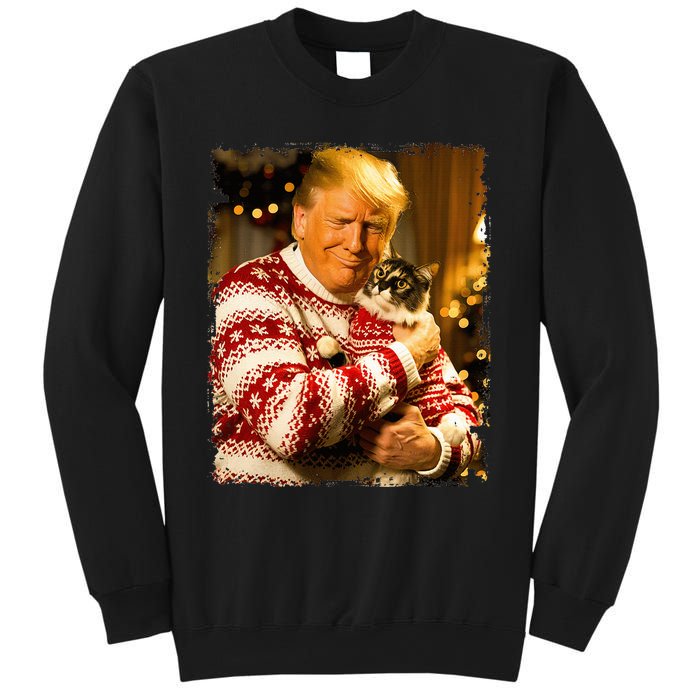 Funny Trump Christmas Sweater For Cat Lovers Xmas Pajamas Sweatshirt