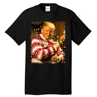 Funny Trump Christmas Sweater For Cat Lovers Xmas Pajamas Tall T-Shirt