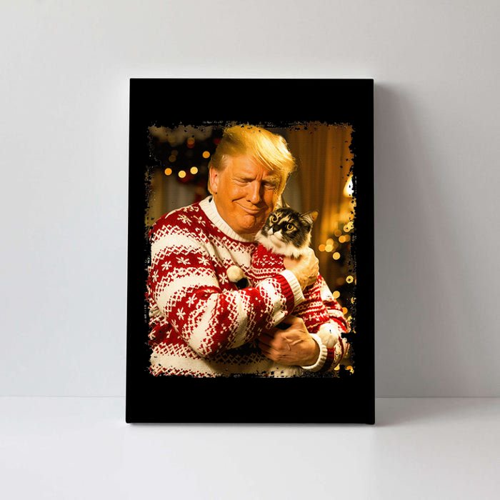 Funny Trump Christmas Sweater For Cat Lovers Xmas Pajamas Canvas