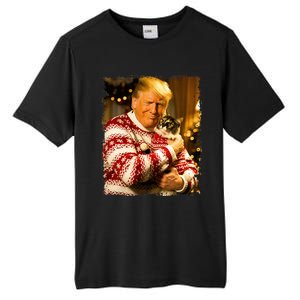 Funny Trump Christmas Sweater For Cat Lovers Xmas Pajamas Tall Fusion ChromaSoft Performance T-Shirt