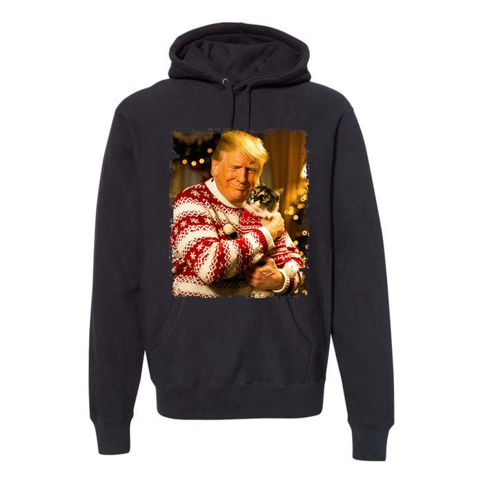 Funny Trump Christmas Sweater For Cat Lovers Xmas Pajamas Premium Hoodie