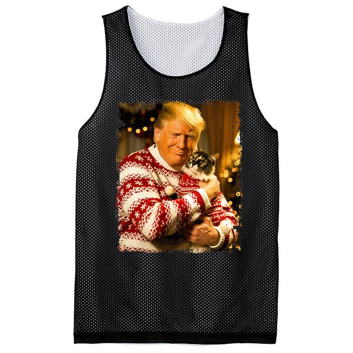 Funny Trump Christmas Sweater For Cat Lovers Xmas Pajamas Mesh Reversible Basketball Jersey Tank