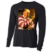 Funny Trump Christmas Sweater For Cat Lovers Xmas Pajamas Cooling Performance Long Sleeve Crew