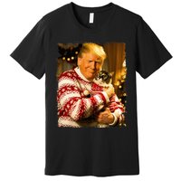 Funny Trump Christmas Sweater For Cat Lovers Xmas Pajamas Premium T-Shirt