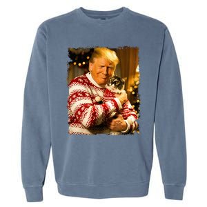 Funny Trump Christmas Sweater For Cat Lovers Xmas Pajamas Garment-Dyed Sweatshirt