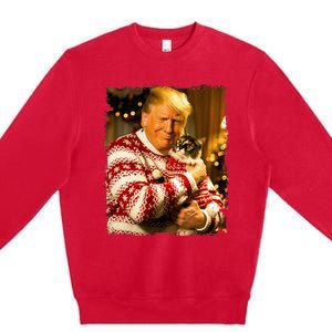 Funny Trump Christmas Sweater For Cat Lovers Xmas Pajamas Premium Crewneck Sweatshirt