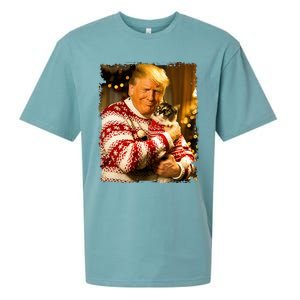 Funny Trump Christmas Sweater For Cat Lovers Xmas Pajamas Sueded Cloud Jersey T-Shirt