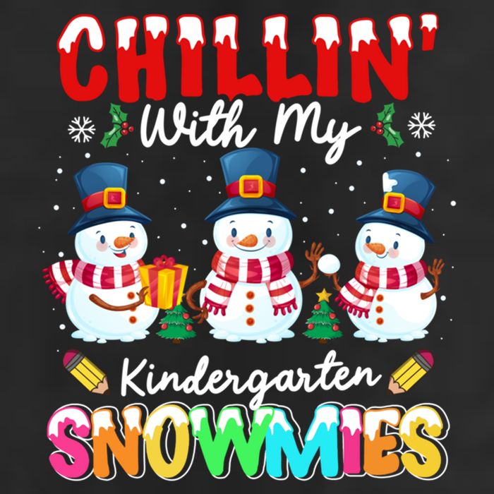 Funny Teacher Chillin With My Kindergarten Snowmies Gift 7 Panel Mesh Trucker Snapback Hat
