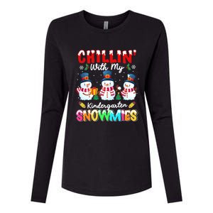 Funny Teacher Chillin With My Kindergarten Snowmies Gift Womens Cotton Relaxed Long Sleeve T-Shirt