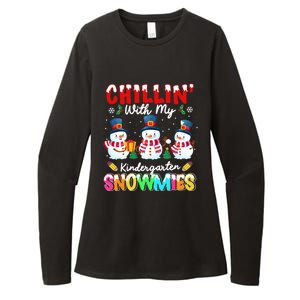 Funny Teacher Chillin With My Kindergarten Snowmies Gift Womens CVC Long Sleeve Shirt