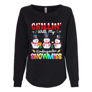 Funny Teacher Chillin With My Kindergarten Snowmies Gift Womens California Wash Sweatshirt