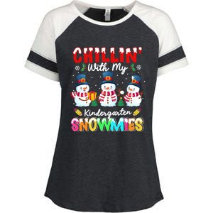 Funny Teacher Chillin With My Kindergarten Snowmies Gift Enza Ladies Jersey Colorblock Tee