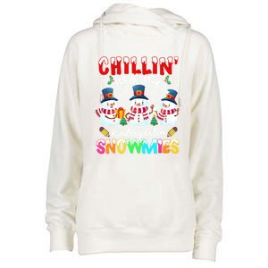 Funny Teacher Chillin With My Kindergarten Snowmies Gift Womens Funnel Neck Pullover Hood