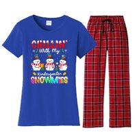 Funny Teacher Chillin With My Kindergarten Snowmies Gift Women's Flannel Pajama Set