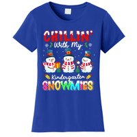 Funny Teacher Chillin With My Kindergarten Snowmies Gift Women's T-Shirt