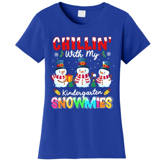 Funny Teacher Chillin With My Kindergarten Snowmies Gift Women's T-Shirt