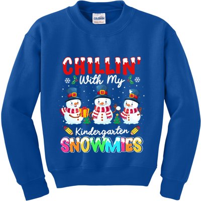 Funny Teacher Chillin With My Kindergarten Snowmies Gift Kids Sweatshirt