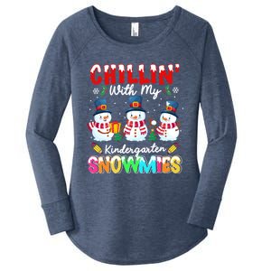 Funny Teacher Chillin With My Kindergarten Snowmies Gift Women's Perfect Tri Tunic Long Sleeve Shirt