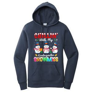 Funny Teacher Chillin With My Kindergarten Snowmies Gift Women's Pullover Hoodie