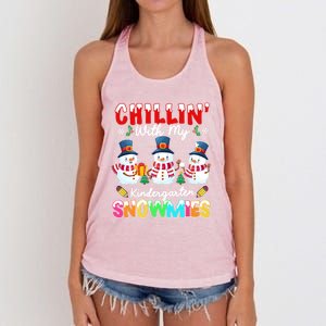 Funny Teacher Chillin With My Kindergarten Snowmies Gift Women's Knotted Racerback Tank