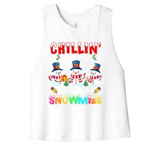 Funny Teacher Chillin With My Kindergarten Snowmies Gift Women's Racerback Cropped Tank