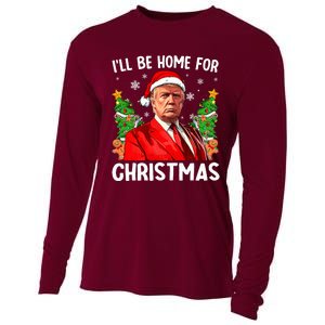 Funny Trump Christmas Santa Hat ILl Be Home For Christmas Cooling Performance Long Sleeve Crew