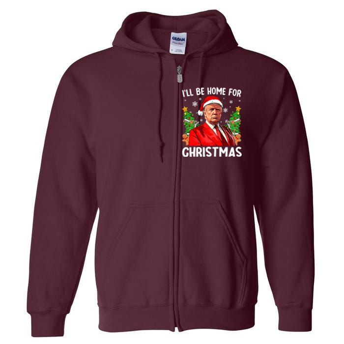 Funny Trump Christmas Santa Hat ILl Be Home For Christmas Full Zip Hoodie