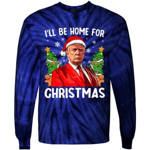 Funny Trump Christmas Santa Hat ILl Be Home For Christmas Tie-Dye Long Sleeve Shirt