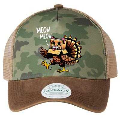 Funny Turkey Cat Meow Happy Thanksgiving Day Legacy Tie Dye Trucker Hat